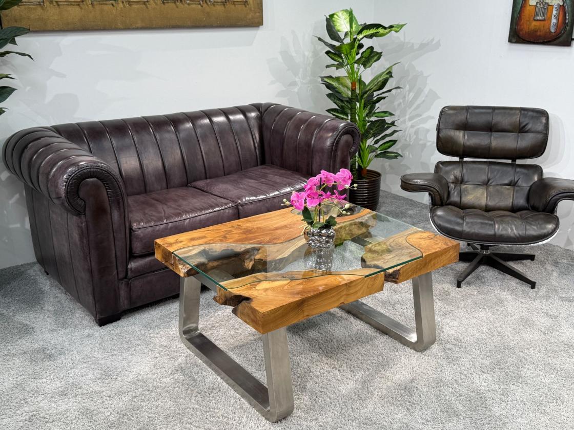 Couchtisch "Natural Landscape" (ca. 100 x 80 x 50,5 cm) aus Teakholz