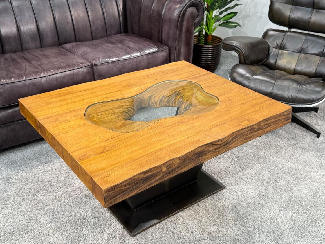 Rechteckiger Couchtisch aus Massivholz Deep Island 100 cm