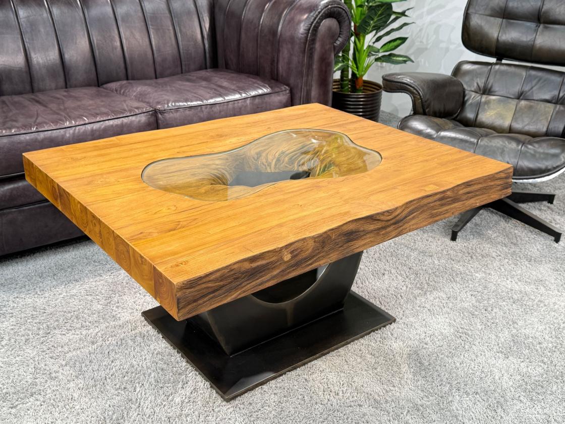 Rechteckiger Couchtisch aus Massivholz Deep Island 100 cm