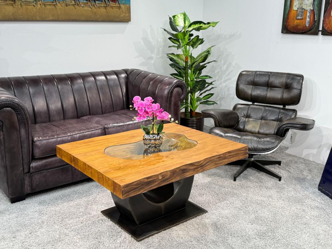 Rechteckiger Couchtisch aus Massivholz Deep Island 100 cm