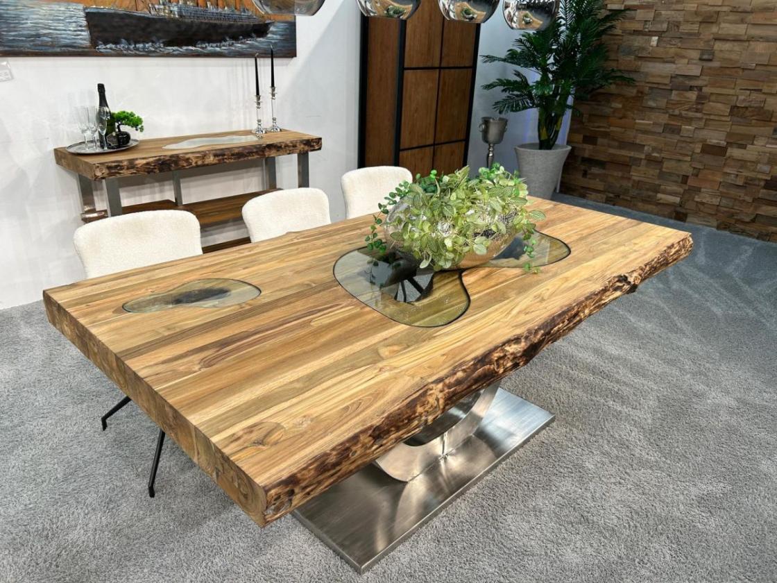 Massivholztisch aus recyceltem Altholz Deep Island