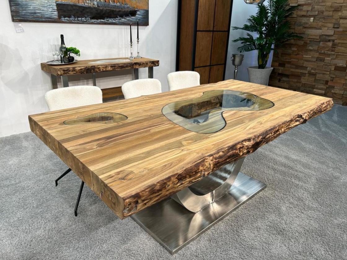 Massivholztisch aus recyceltem Altholz Deep Island