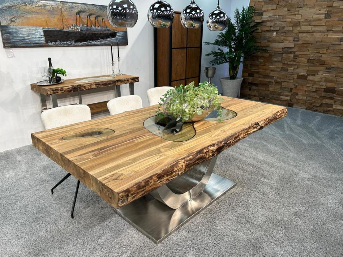 Massivholztisch aus recyceltem Altholz Deep Island
