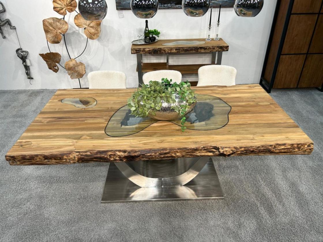 Massivholztisch aus recyceltem Altholz Deep Island