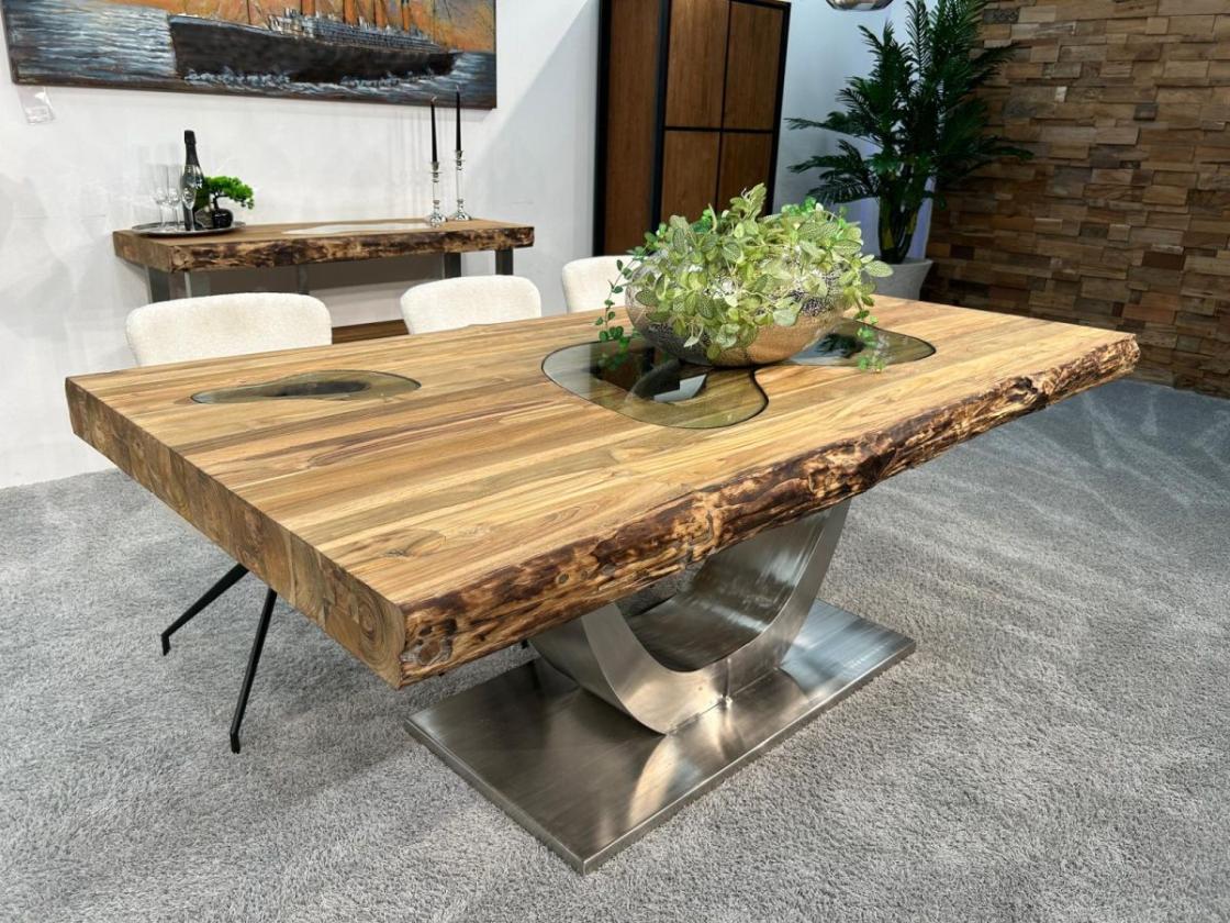 Massivholztisch aus recyceltem Altholz Deep Island