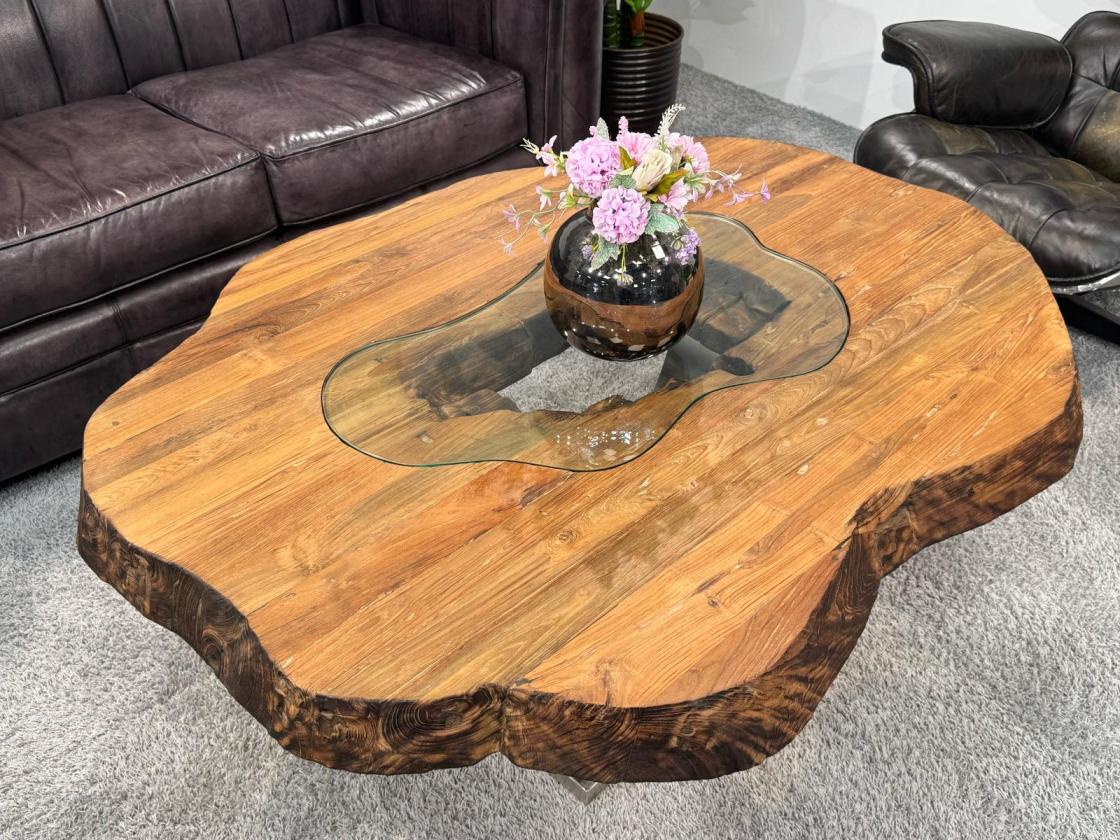 Außergewöhnlicher Couchtisch Fusion aus Holz
