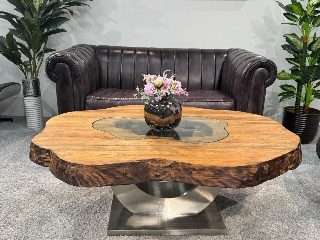 Außergewöhnlicher Couchtisch Fusion aus Holz