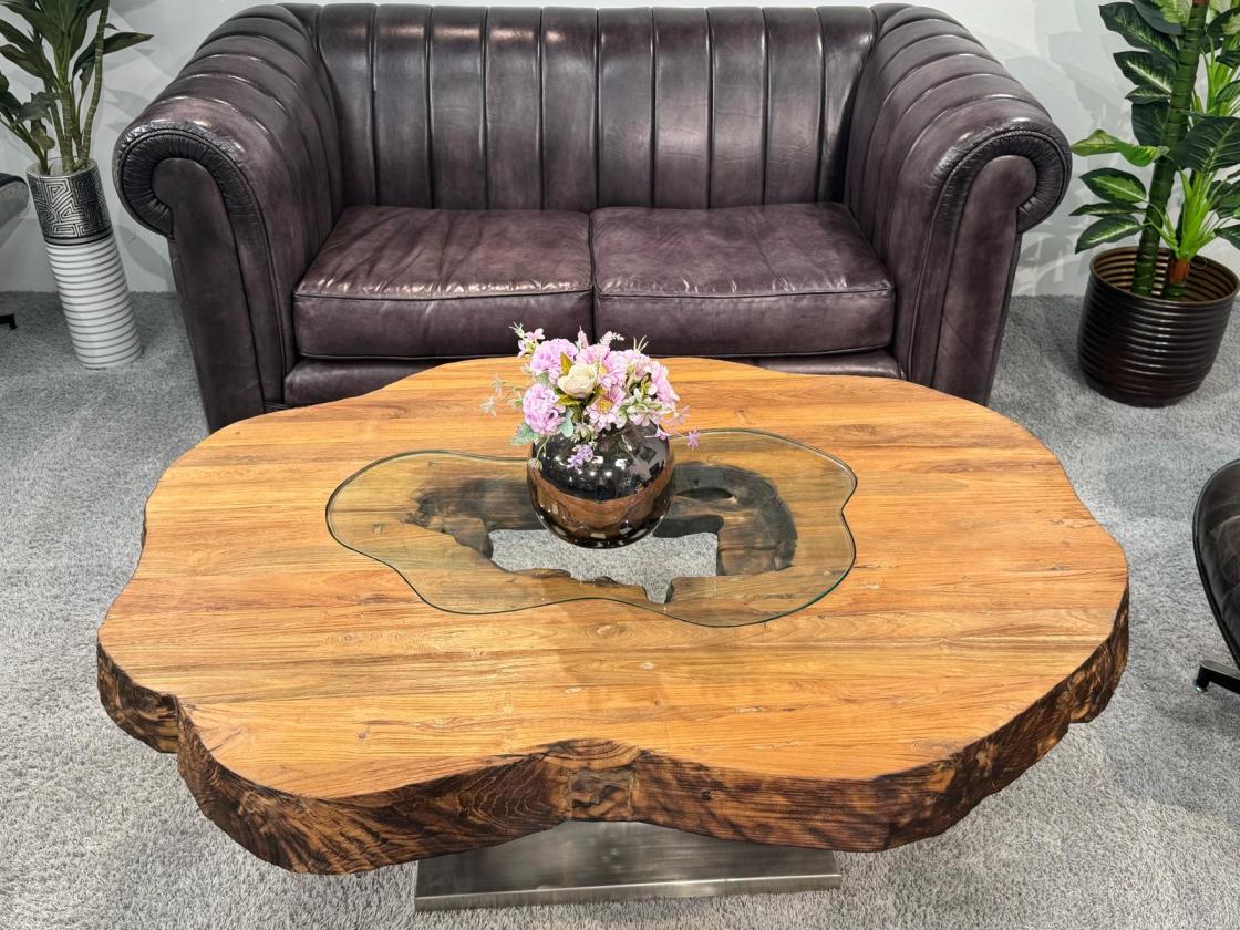Außergewöhnlicher Couchtisch Fusion aus Holz