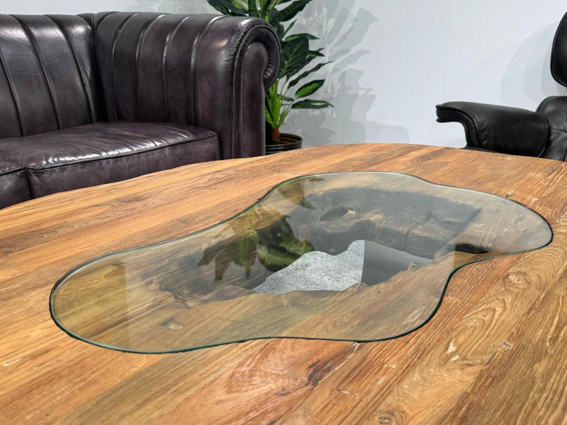 Außergewöhnlicher Couchtisch Fusion aus Holz