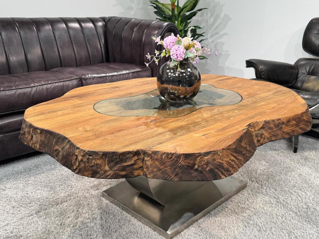 Außergewöhnlicher Couchtisch Fusion aus Holz