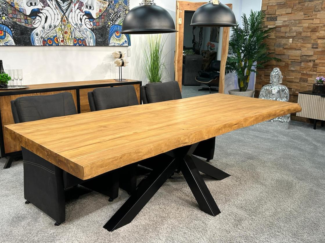 Massivholztisch mit Baumkante, ca. 250 x 115 x 77 cm, Serie "Atlanta"