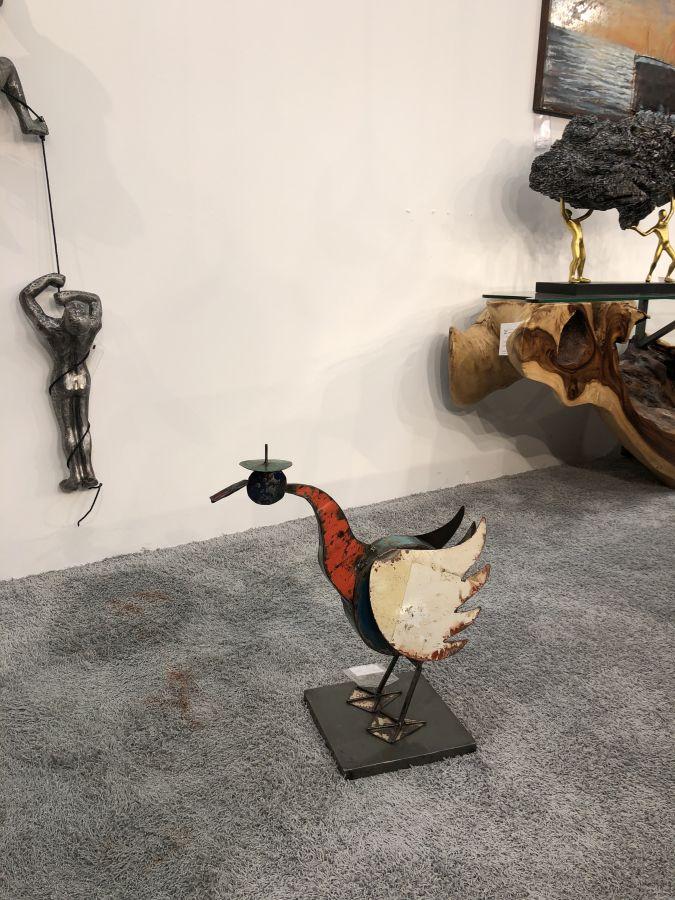 Dekoskulptur "Ente" ca. H52 x L47 x B23 cm aus recyceltem Metall