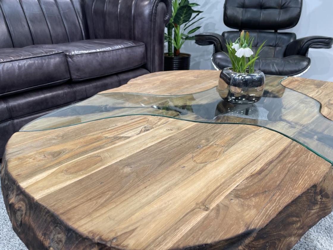 Nierentisch/Couchtisch "Fjord" aus Holz