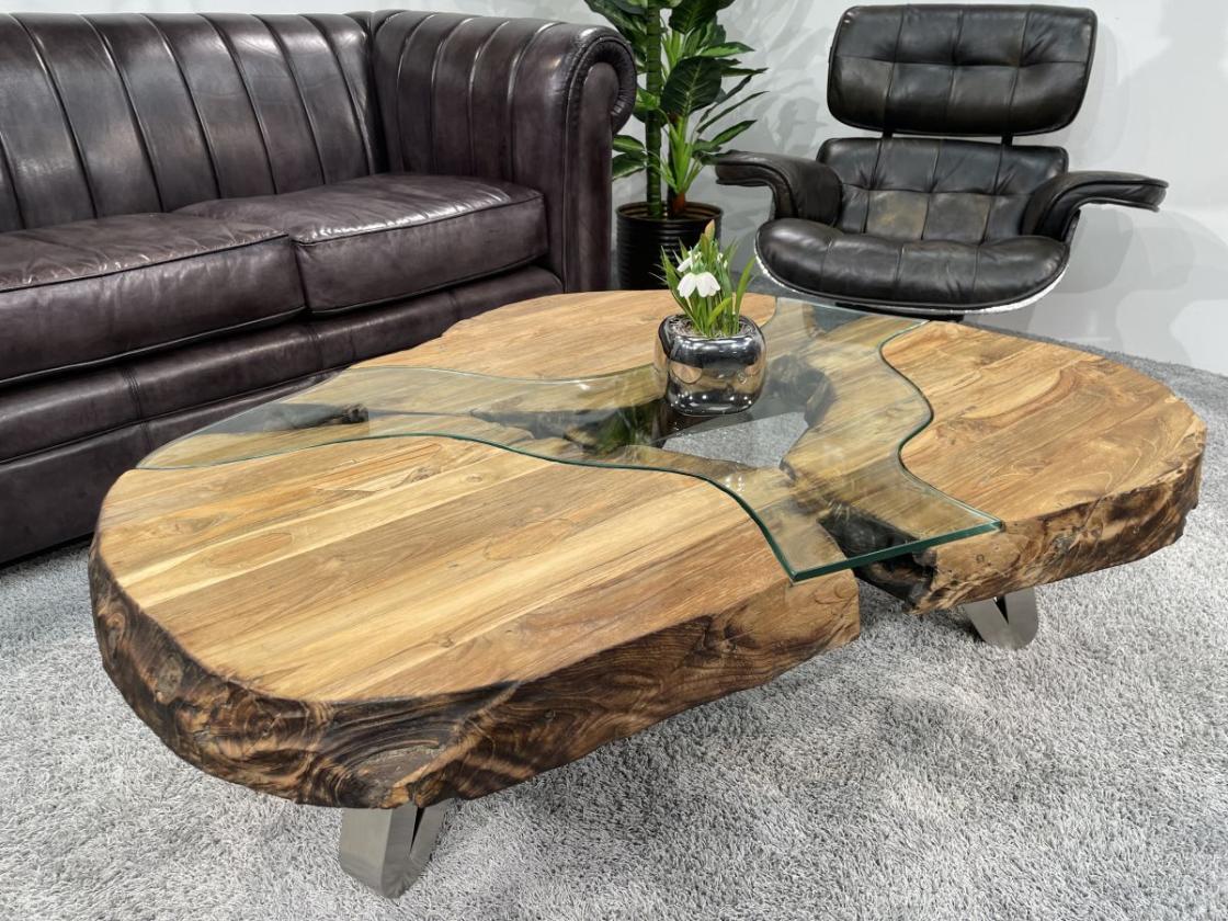 Nierentisch/Couchtisch "Fjord" aus Holz