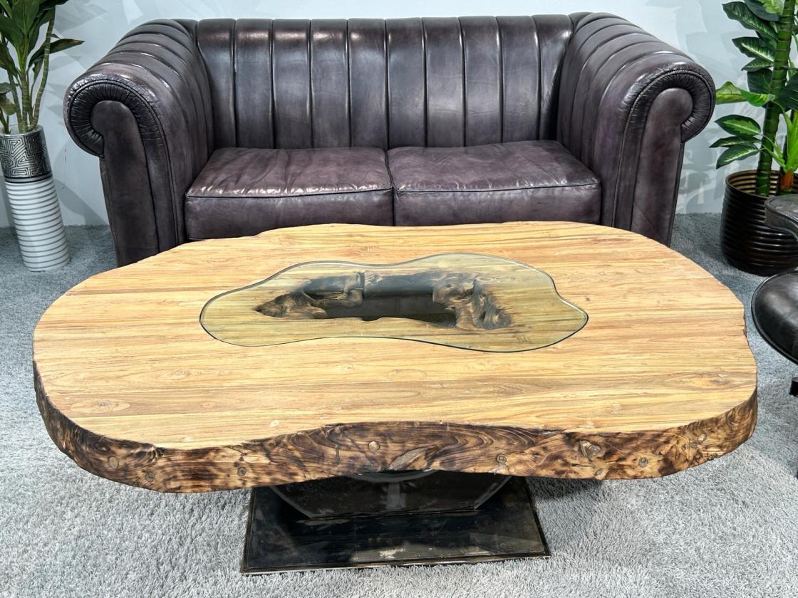 Ovaler Couchtisch Fusion 135 cm aus Holz