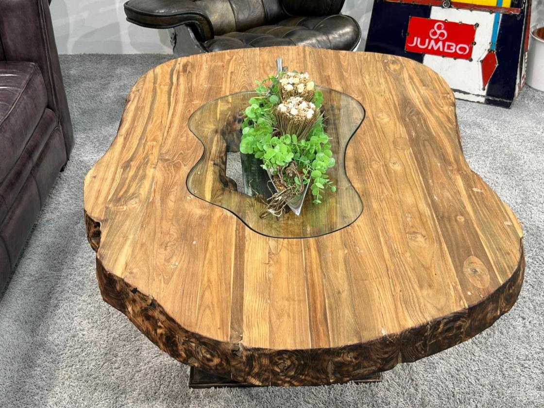 Ovaler Couchtisch Fusion 135 cm aus Holz
