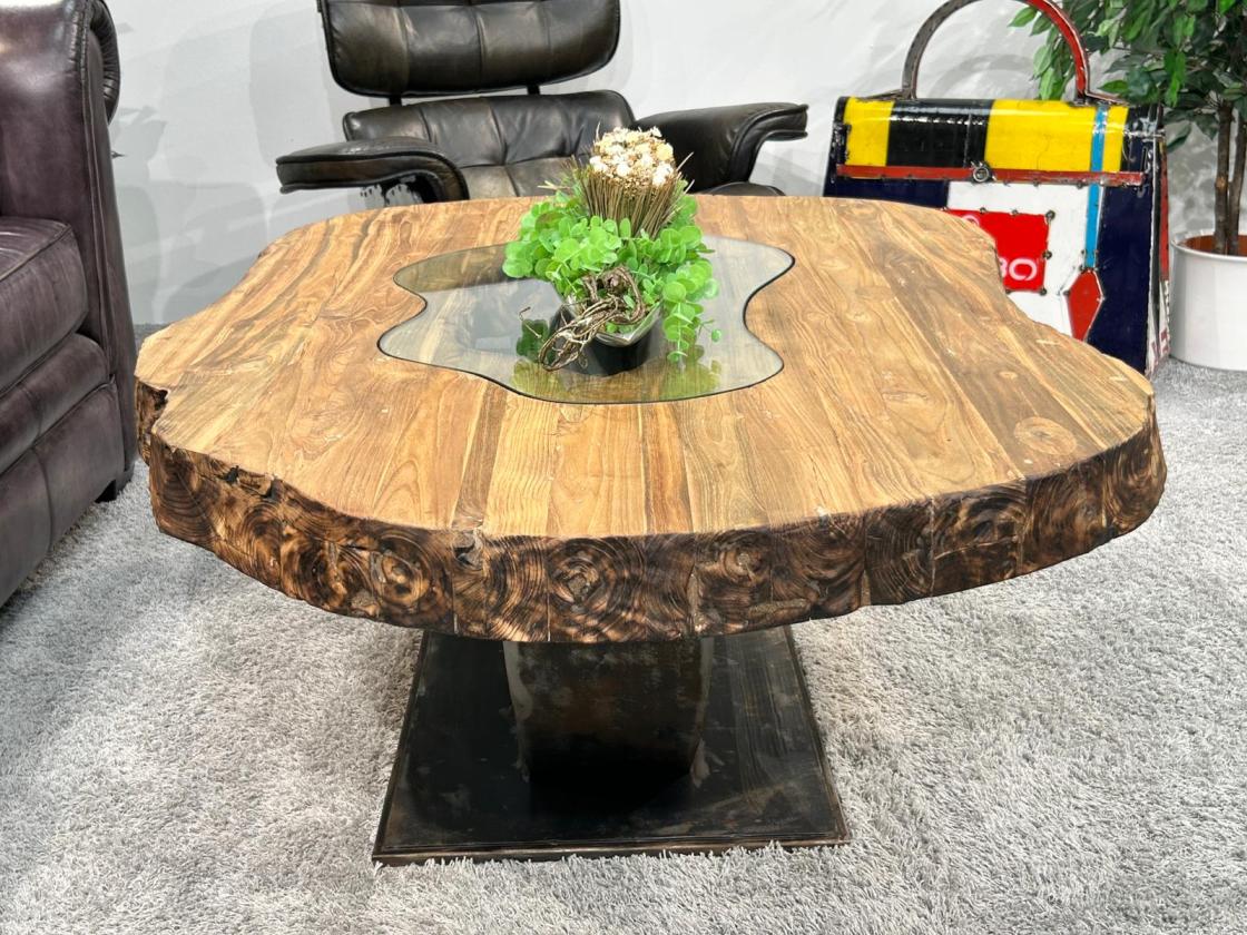 Ovaler Couchtisch Fusion 135 cm aus Holz