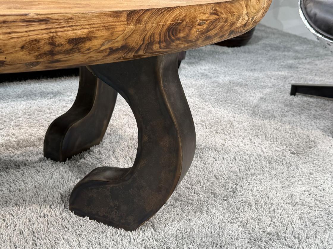 Massivholz Couchtisch mit Glaseinlagen Bay