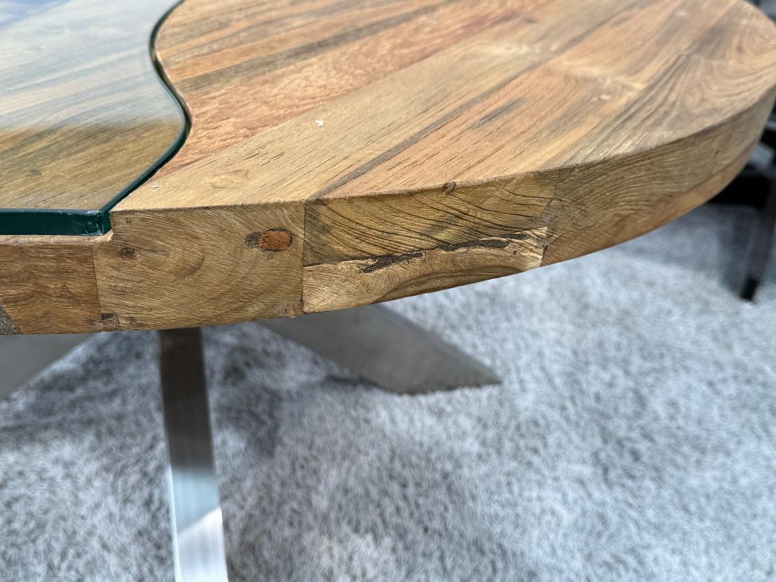 Runder Couchtisch Eternia 100cm aus Holz mit Edelstahl