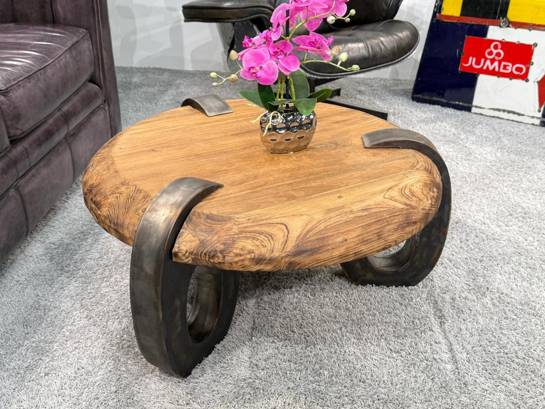 Runder Couchtisch aus Holz Clash
