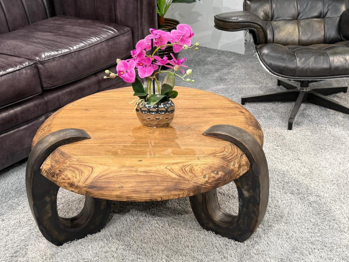 Runder Couchtisch aus Holz Clash