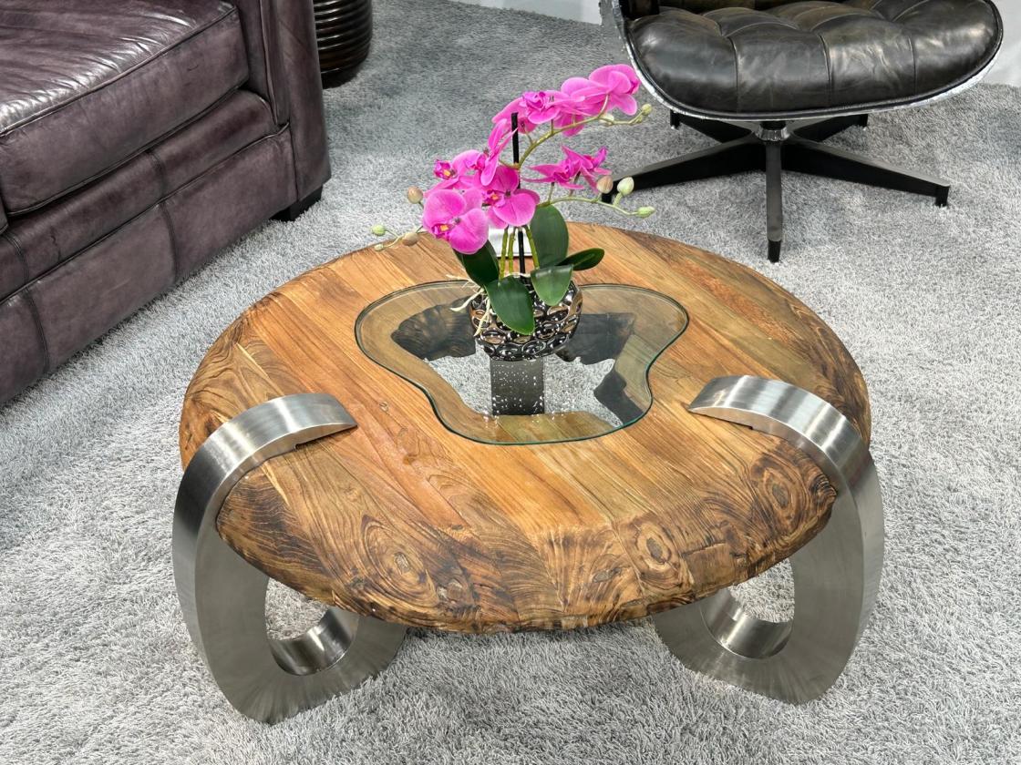 Runder Couchtisch aus Holz Clash