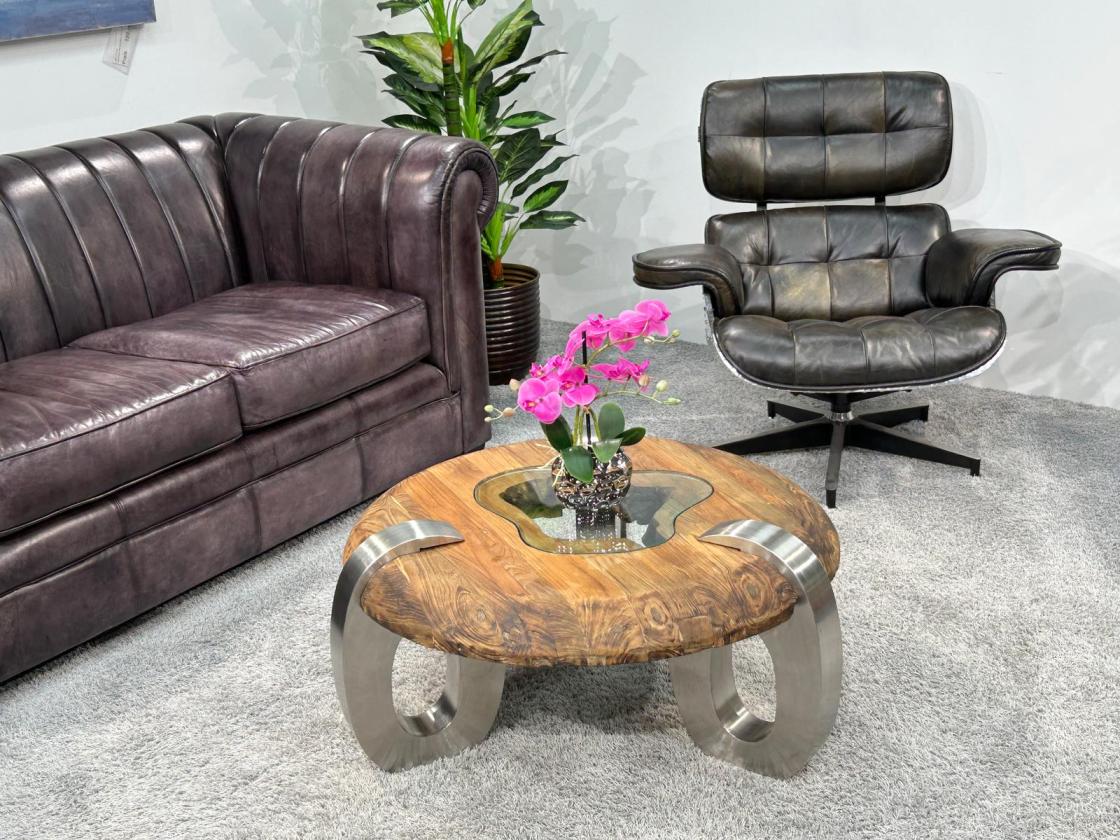 Runder Couchtisch aus Holz Clash