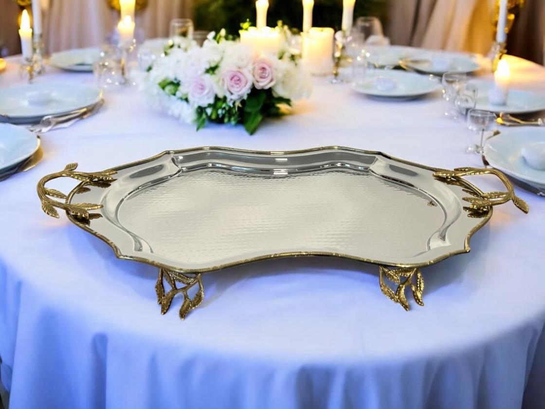 Tablett silber poliert Edelstahl