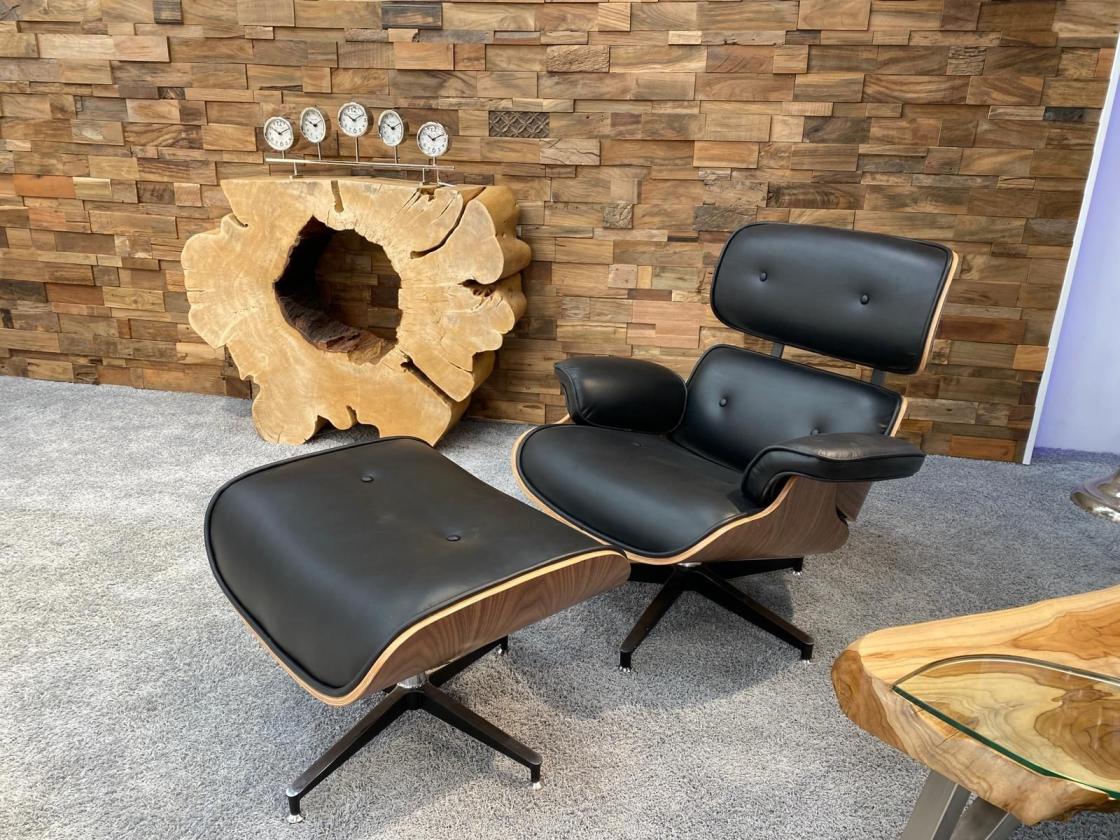 Eames Lounge Chair Replica schwarz silber