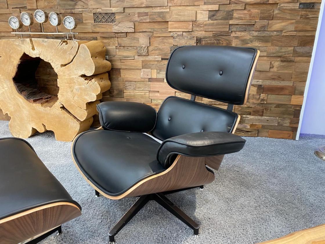 Eames Lounge Chair Replica schwarz silber