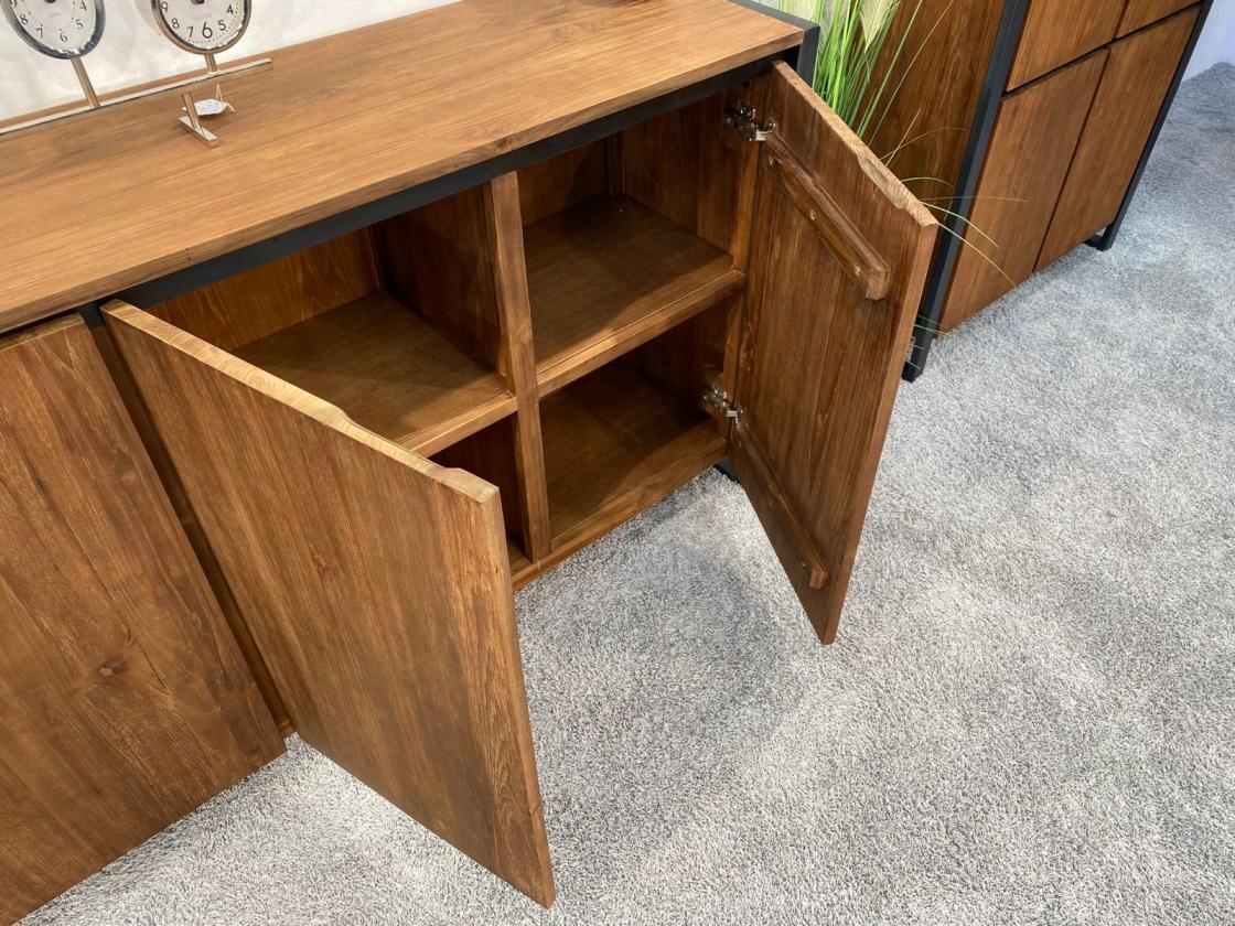 Sideboard / Anrichte "Loft" 200 x 40 x 90 cm aus recyceltem Altholz mit Rohstahlgestell
