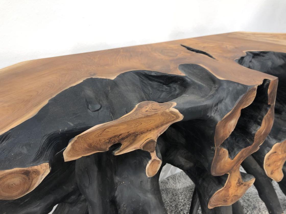 Wurzelholz-Sideboard-Teakholz-mit Aluminium