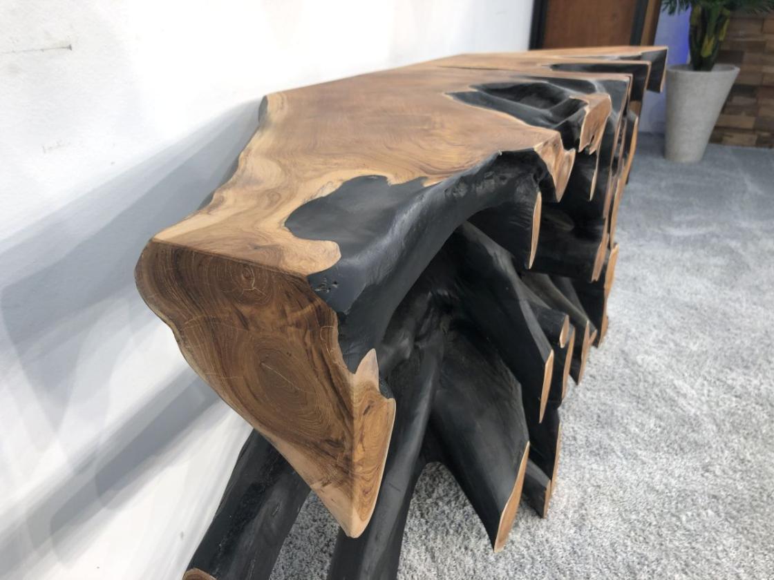Wurzelholz-Sideboard-Teakholz-mit Aluminium