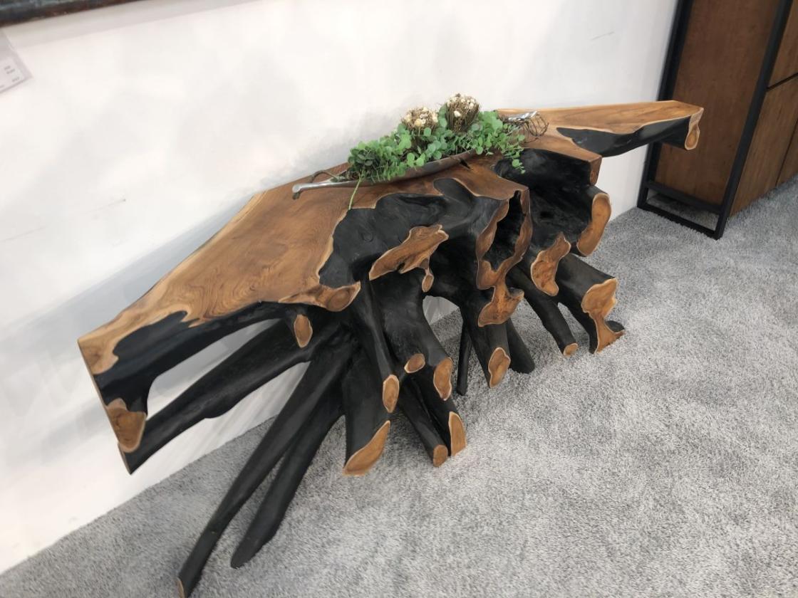 Wurzelholz-Sideboard-Teakholz-mit Aluminium