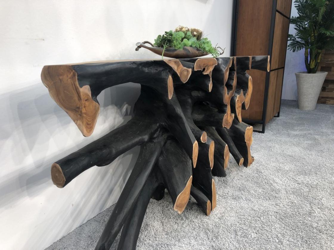 Wurzelholz-Sideboard-Teakholz-mit Aluminium