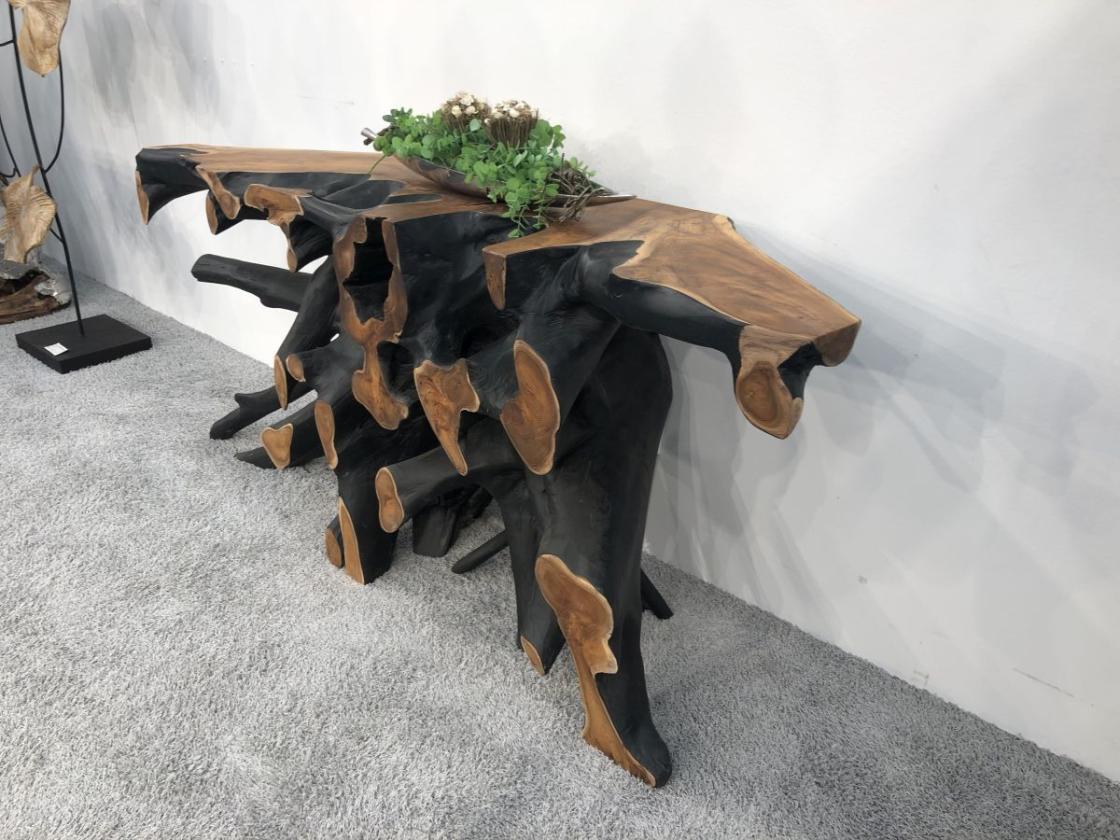 Wurzelholz-Sideboard-Teakholz-mit Aluminium