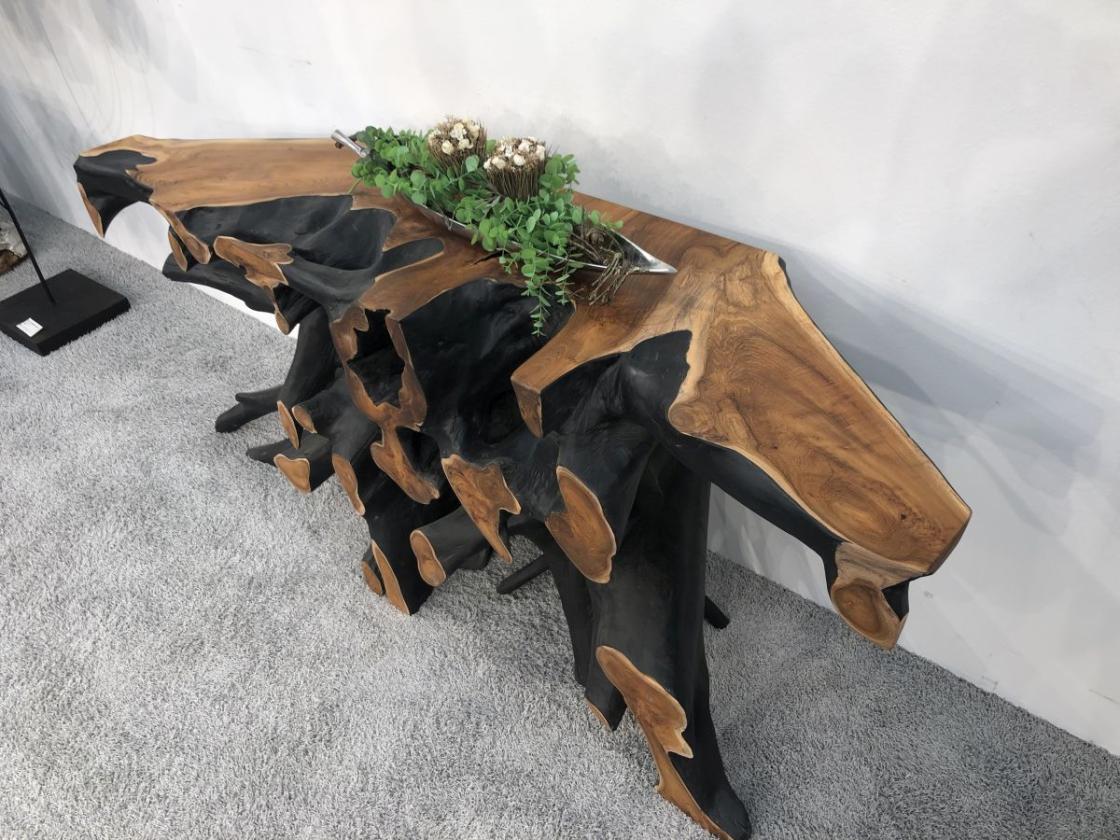 Wurzelholz-Sideboard-Teakholz-mit Aluminium