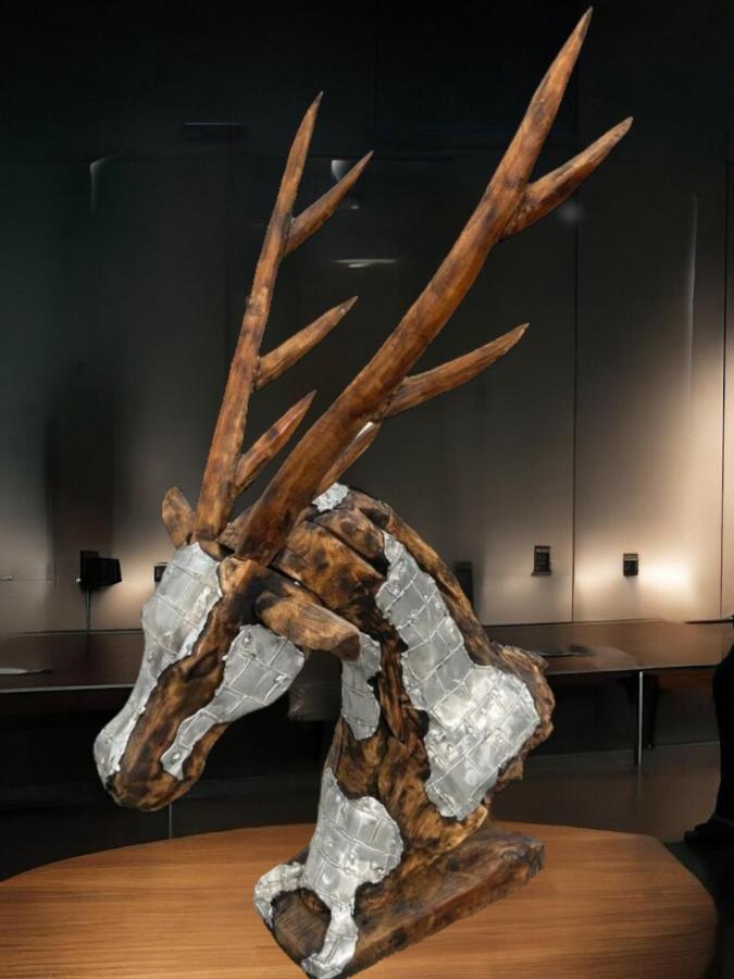 Dekoration Hirschkopf aus Holz