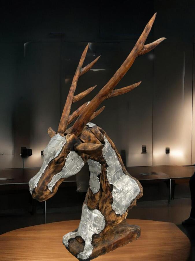 Dekoration Hirschkopf aus Holz