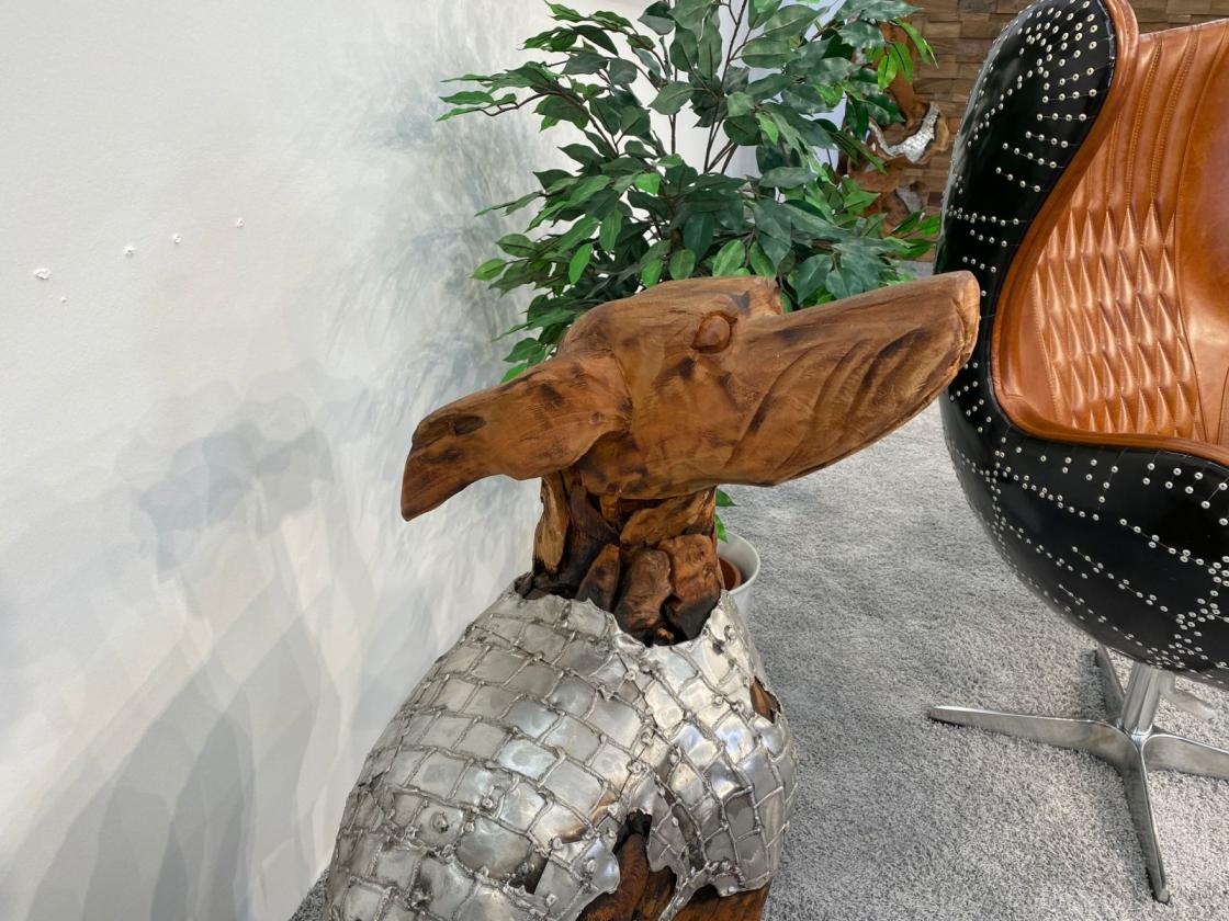 Deko Sitzender Hund 100 cm aus Holz und Aluminium