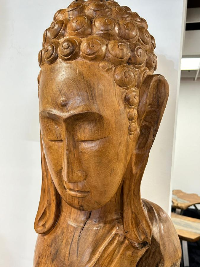 Dekoration Aufsteller "Geschnitzte Figur" aus einem Teak Baumstamm ca. H195 x B40 x T55 cm