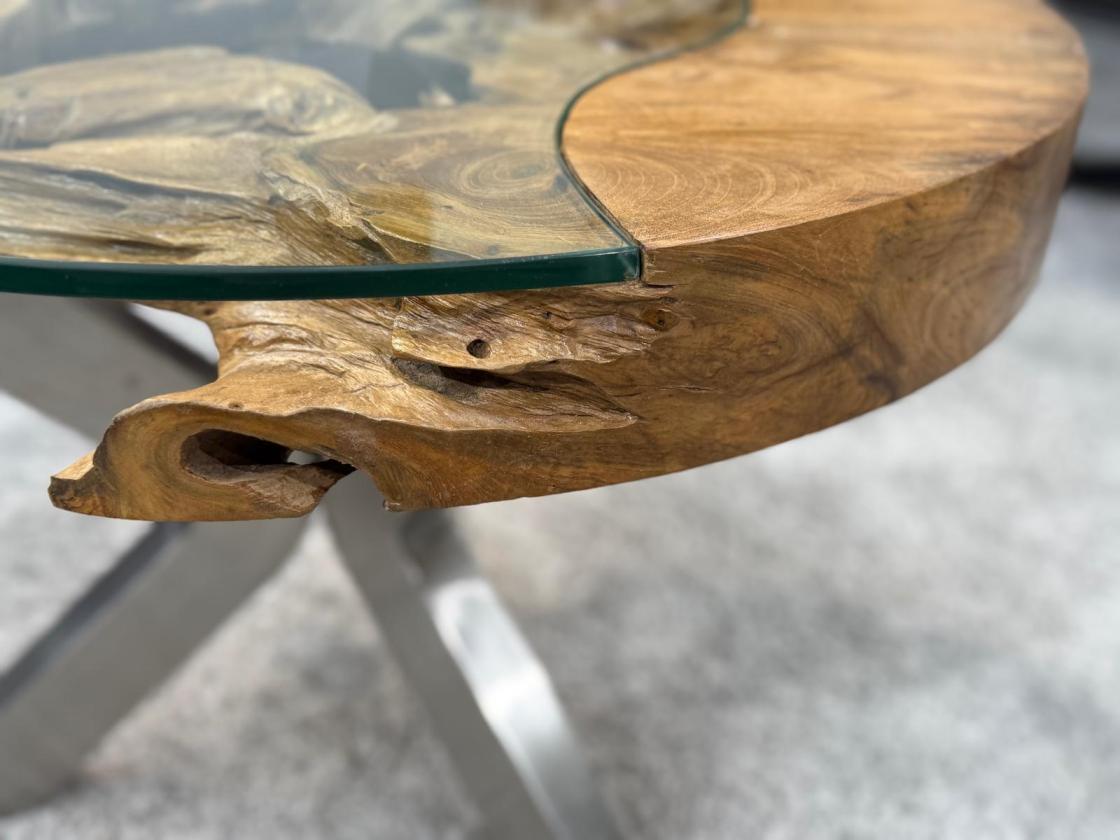 Wohnzimmertisch rund aus Teakholz