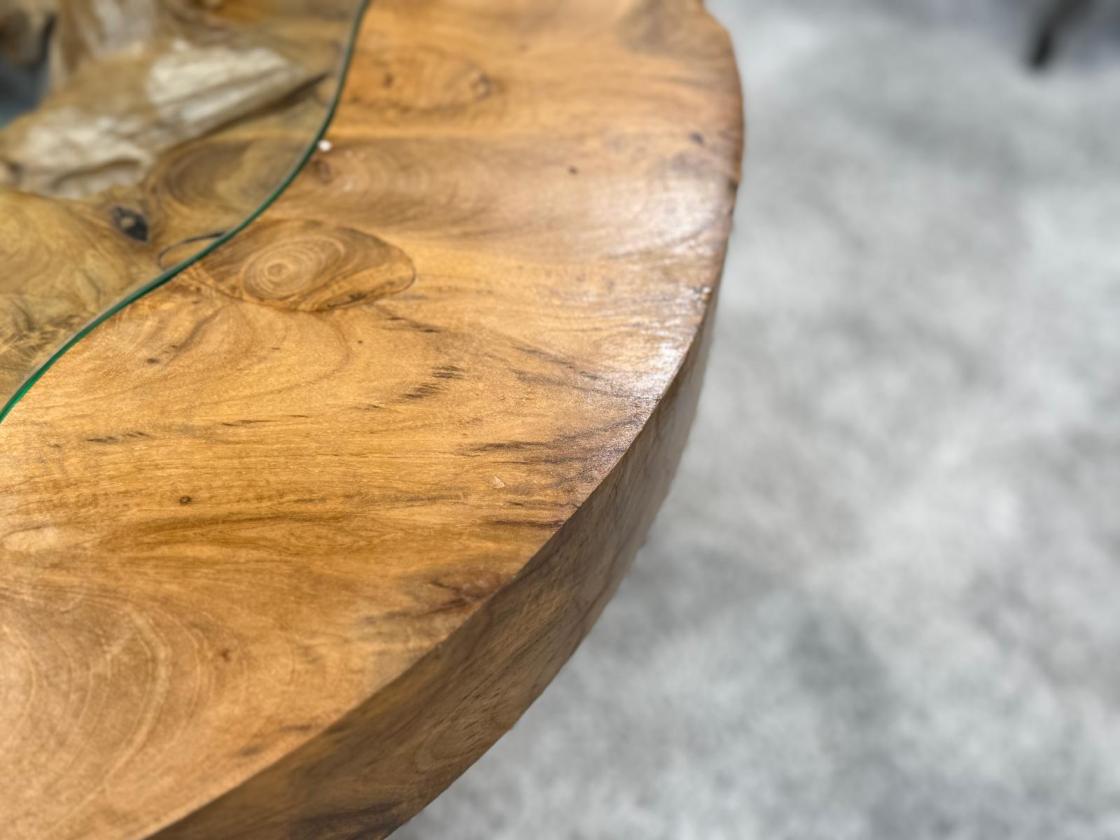 Wohnzimmertisch rund aus Teakholz