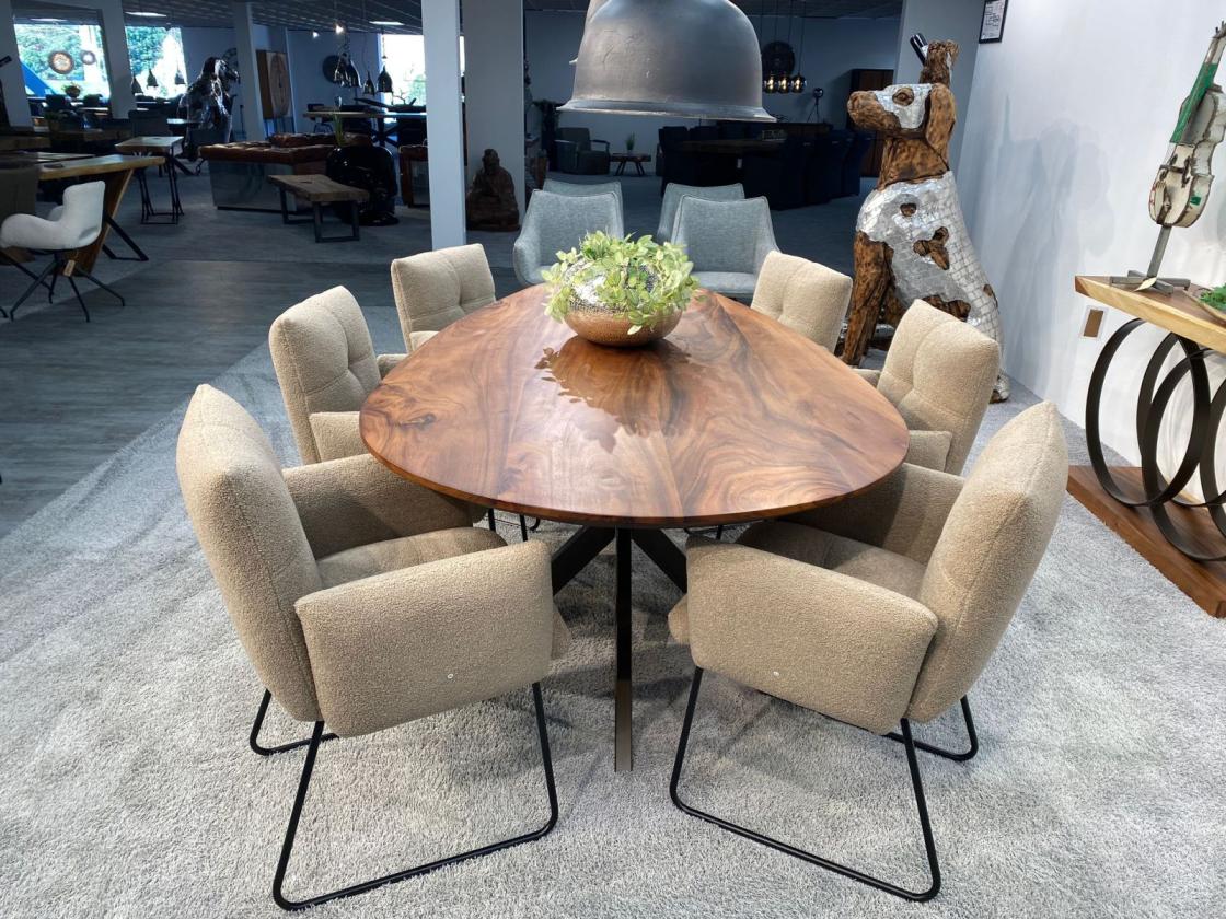Sonderangebot Stuhl "Lugano beige" mit Metallgestell
