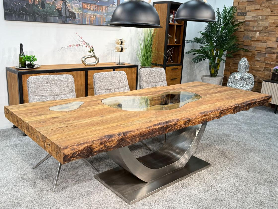 Esszimmertisch mit baumkante massiver Holztisch 250cm