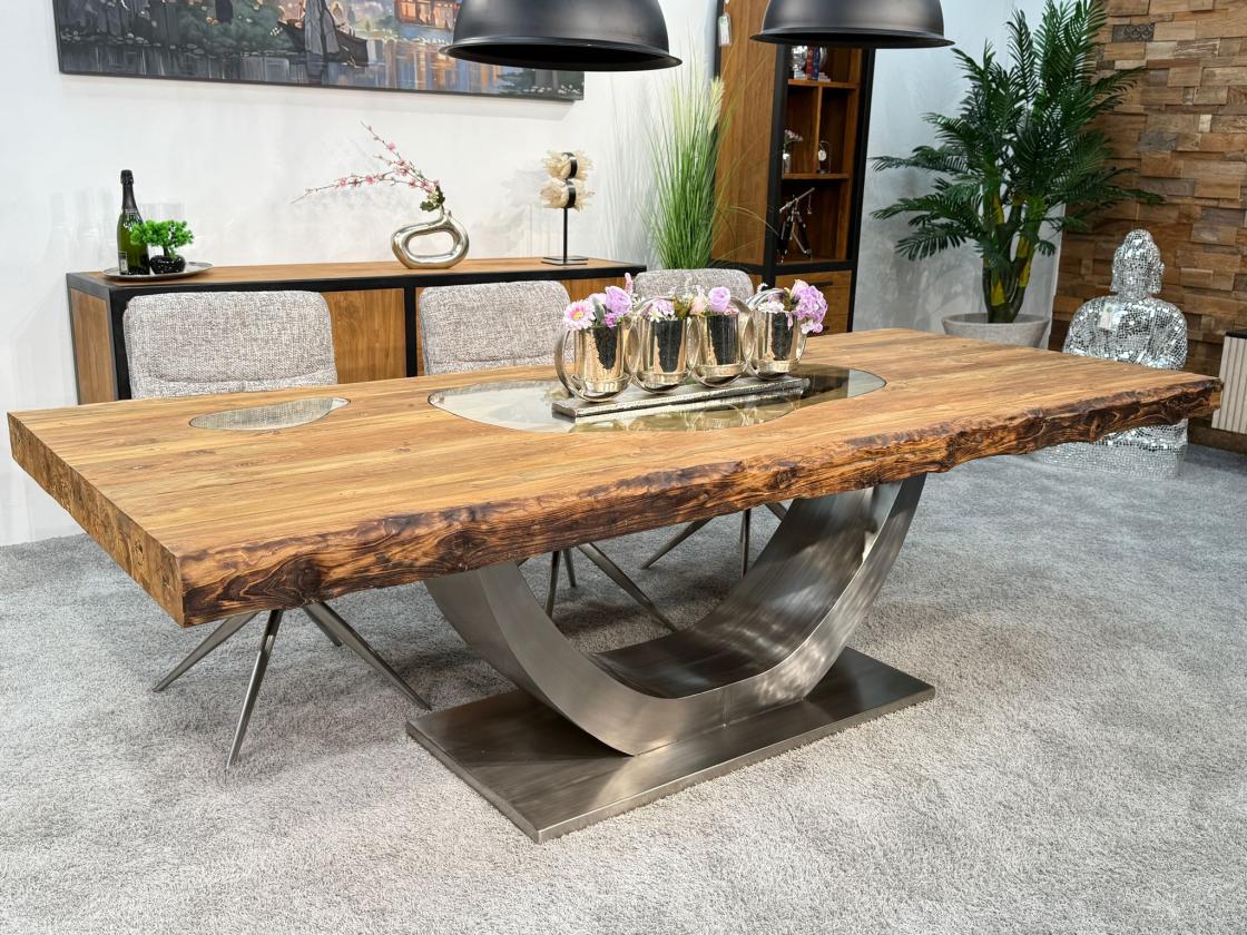 Esszimmertisch mit baumkante massiver Holztisch 250cm