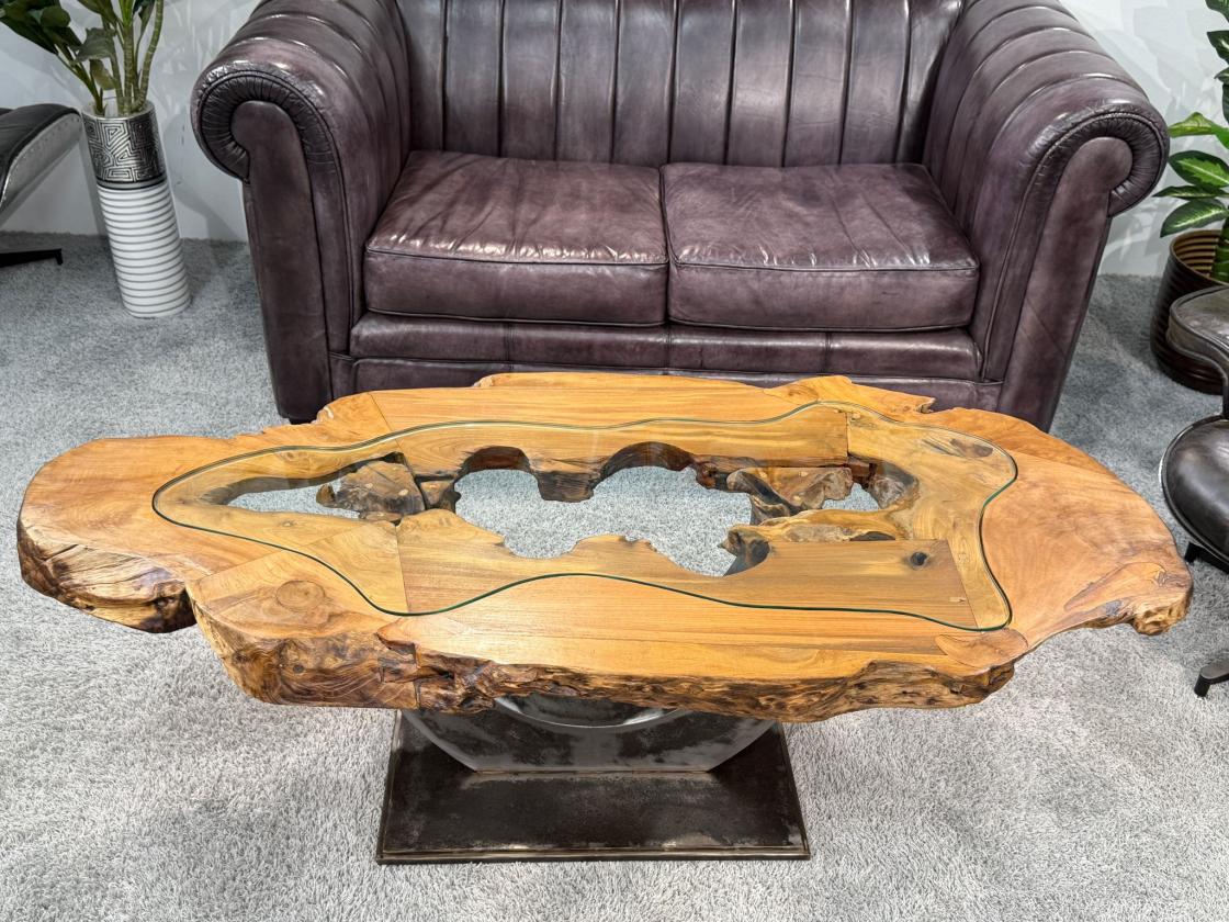 Unikat Couchtisch Baumstamm Baumscheibe Holz massiv handgearbeitet