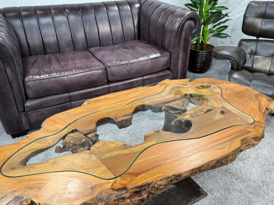 Unikat Couchtisch Baumstamm Baumscheibe Holz massiv handgearbeitet