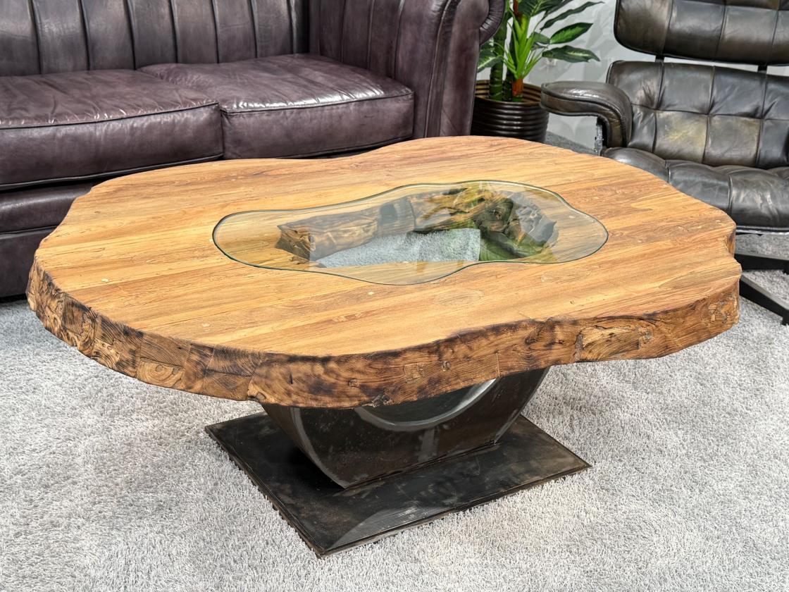 Couchtisch vollholztisch fusion baumkantentisch