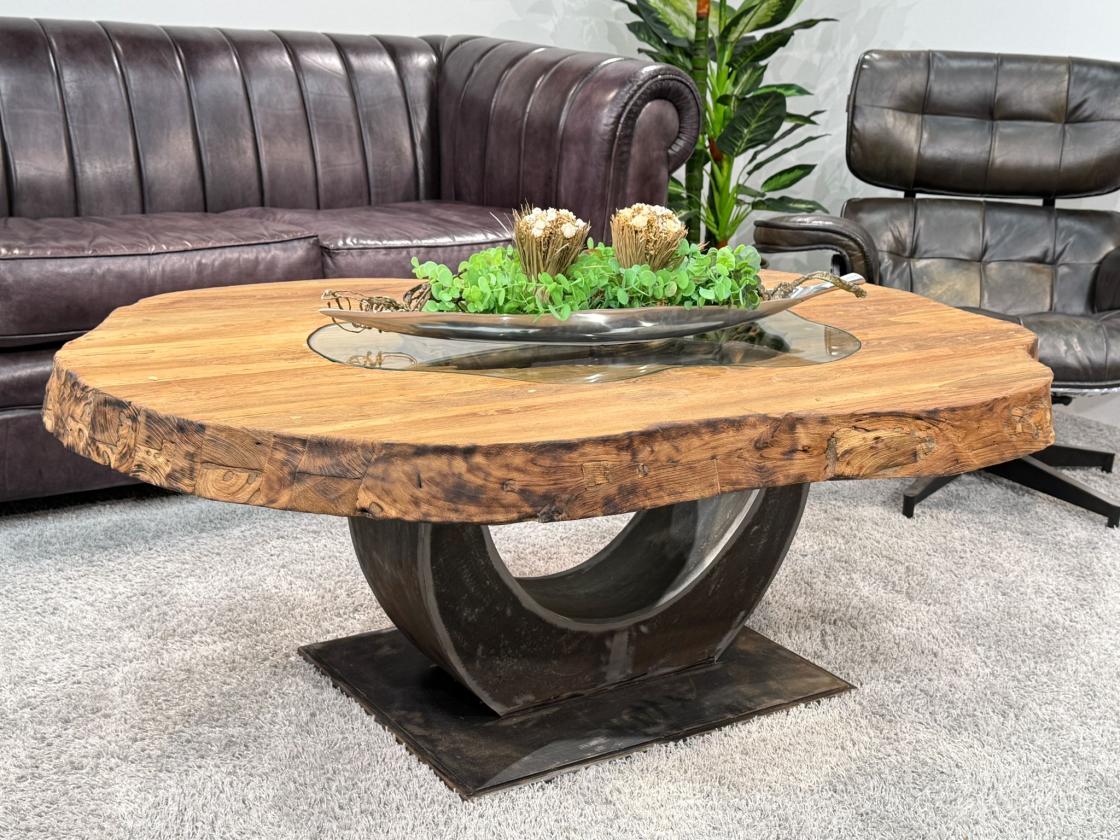 Couchtisch vollholztisch fusion baumkantentisch